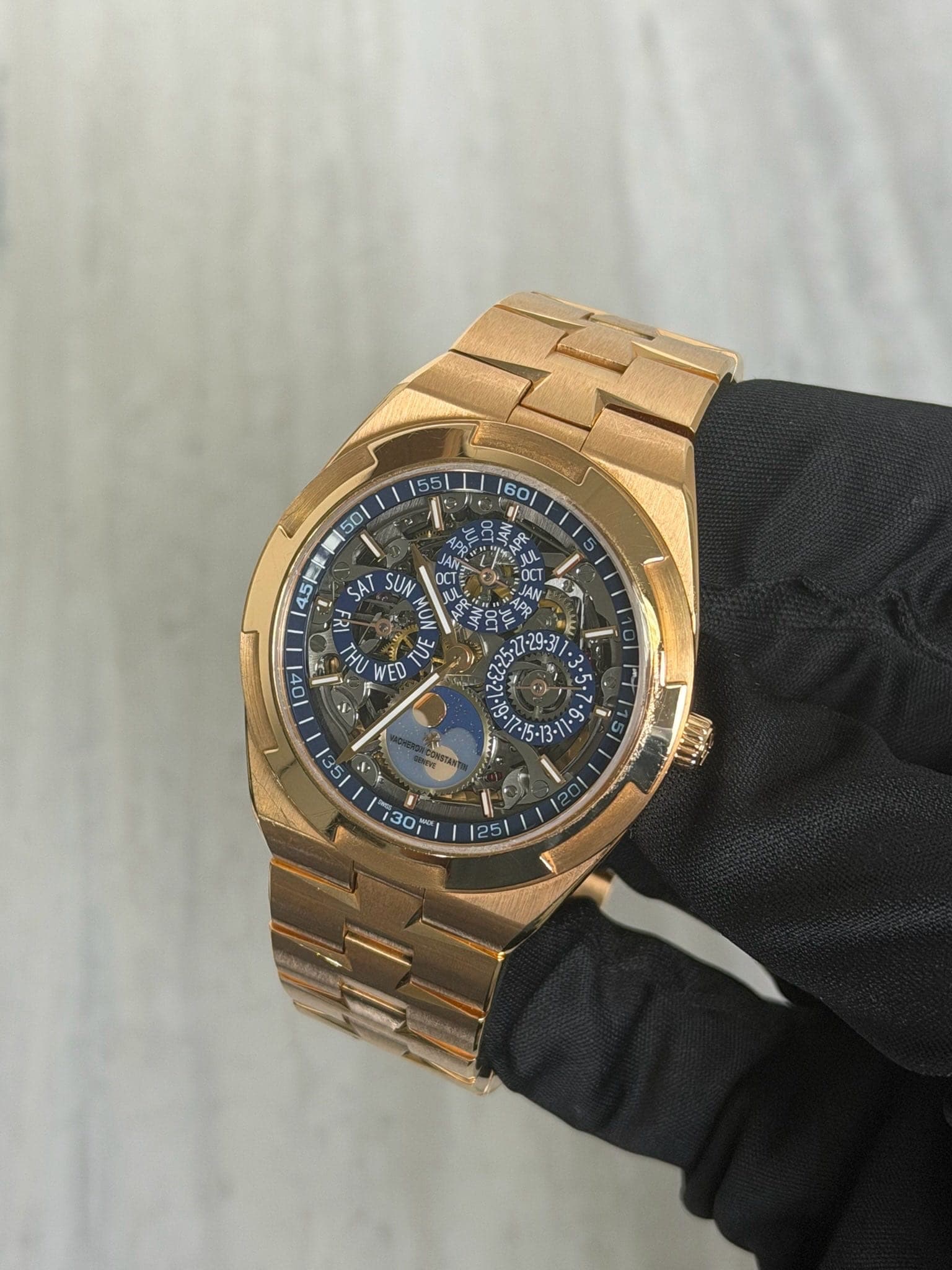 Vacheron Constantin Overseas Perpetual Calendar skeleton rose gold on bracelet