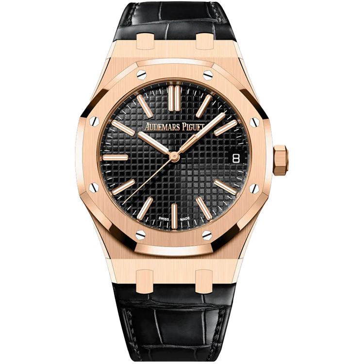 Audemars Piguet Royal Oak, 15510OR, Black dial, Rose Gold case, Leather bracelet, 41mm