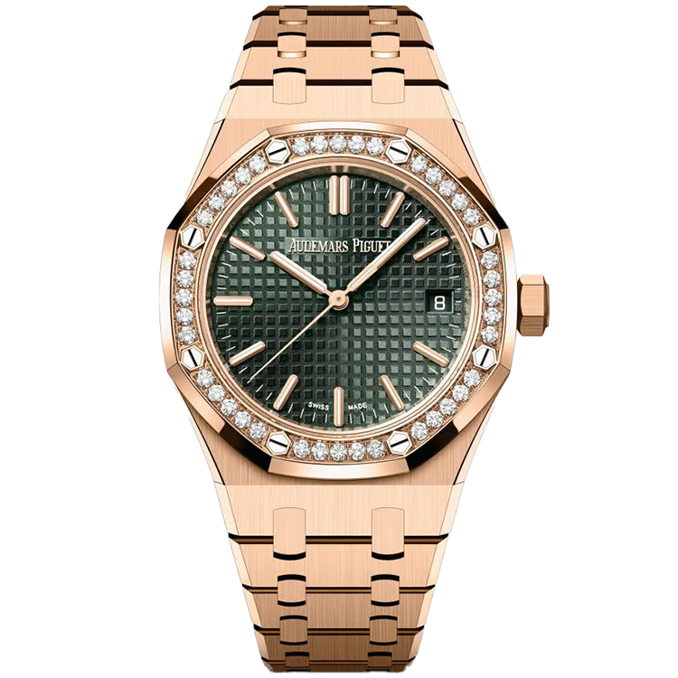 Audemars Piguet Royal Oak, 15551OR, Green dial, Rose Gold case, Rose Gold bracelet, 37mm