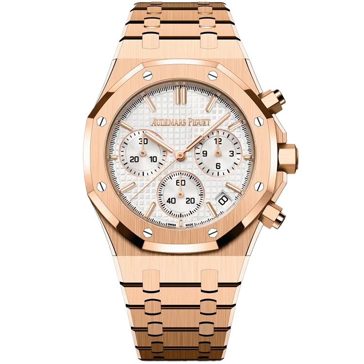 Audemars Piguet Royal Oak, 26240OR, White dial, Rose Gold case, Rose Gold bracelet, 41mm