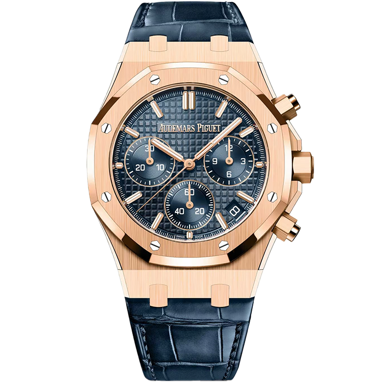 Audemars Piguet Royal Oak, 26240OR, Blue dial, Rose Gold case, Leather bracelet, 41mm