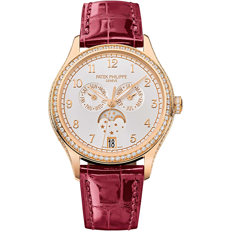 Patek Philippe Complications 4947R white dial rose gold case leather bracelet 38mm