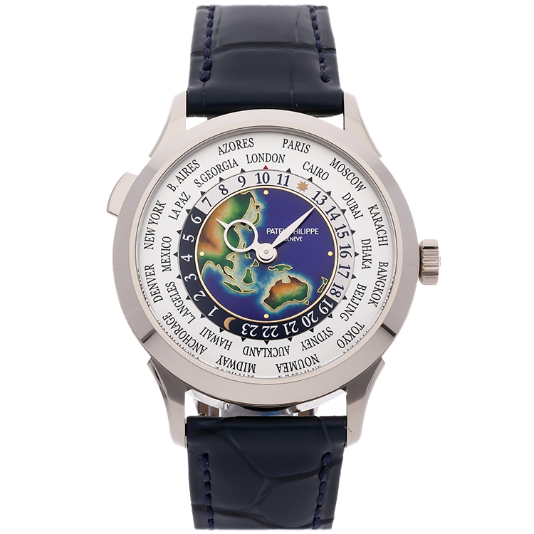 Patek Philippe Complications 5131R world dial white gold case leather bracelet 38.5mm