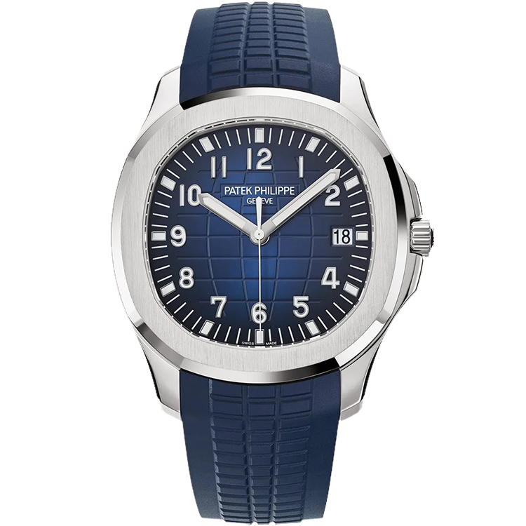 Patek Philippe Aquanaut 5168G blue dial white gold case rubber bracelet 42mm