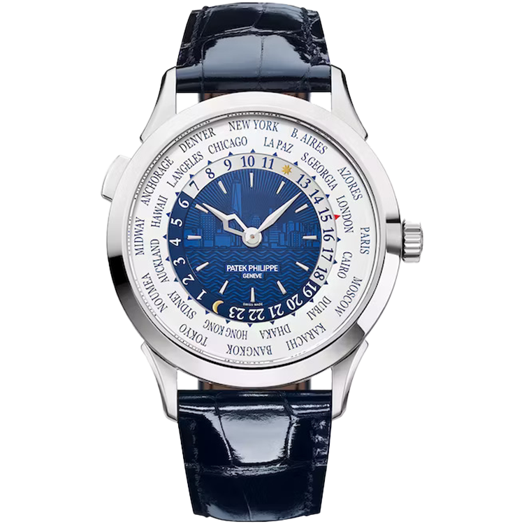 Patek Philippe Complications 5230G blue dial white gold case leather bracelet