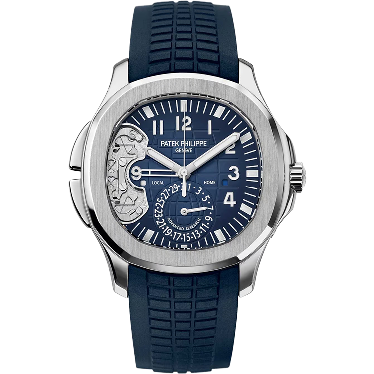 Patek Philippe Aquanaut 5650G blue skeleton dial white gold case rubber bracelet