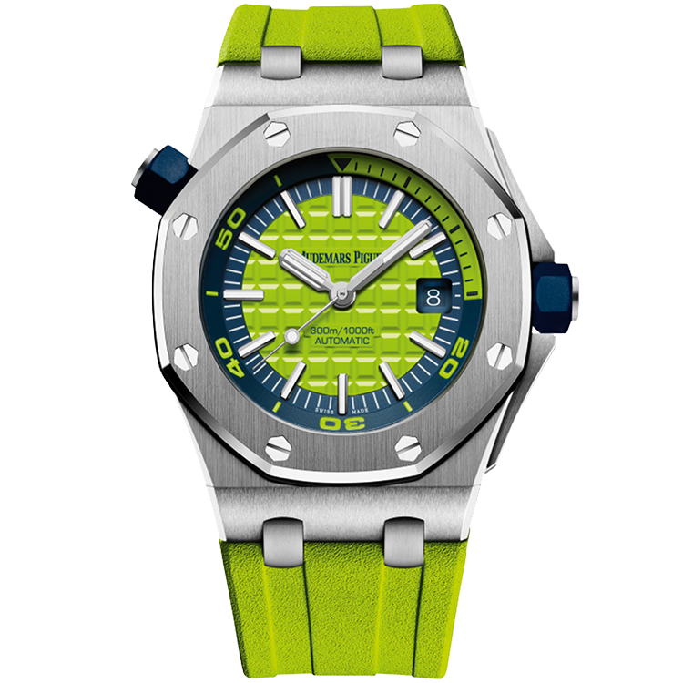 Audemars Piguet Offshore, 15710ST, Green dial, Steel case, Rubber bracelet, 42mm
