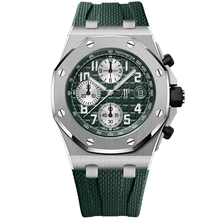 Audemars Piguet Offshore, 26238TI, Green dial, Titanium case, Rubber bracelet, 42mm