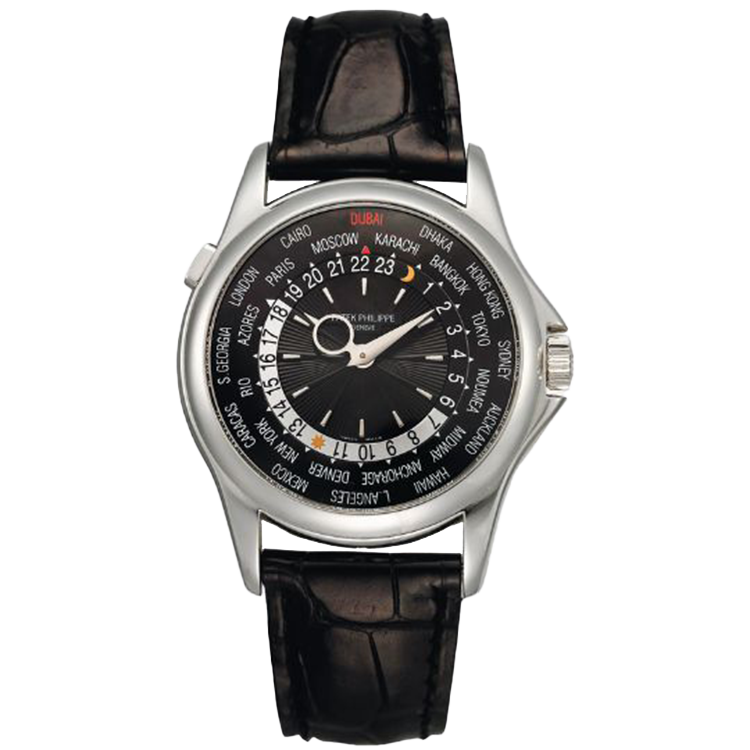 Patek Philippe Complications 5130P black dial platinum case leather bracelet 39.5mm