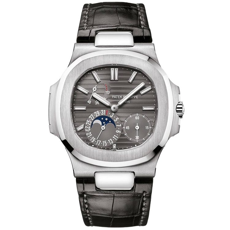 Patek Philippe Nautilus 5712G grey dial white gold case leather bracelet 40mm