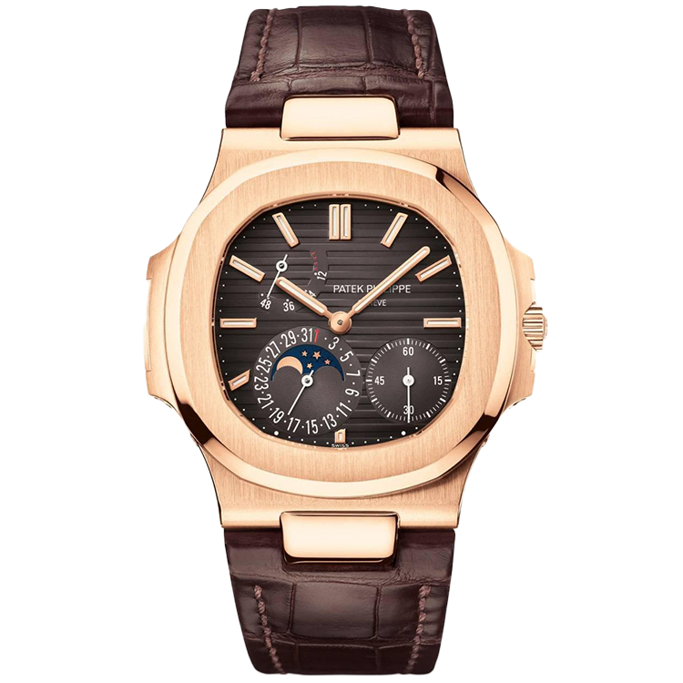 Patek Philippe Nautilus 5712R chocolate dial rose gold case leather bracelet 40mm