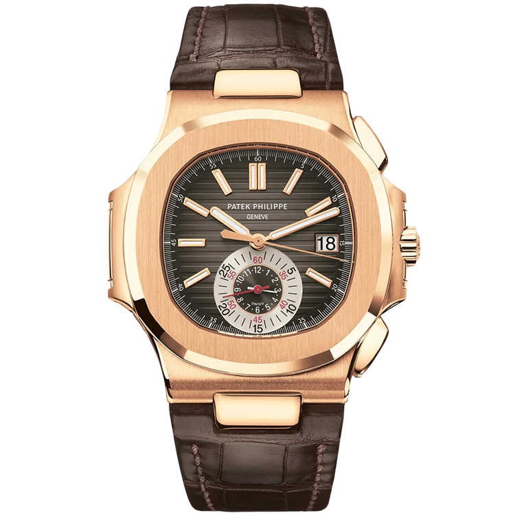 Patek Philippe Nautilus 5980R chocolate dial rose gold case leather bracelet 40.5mm