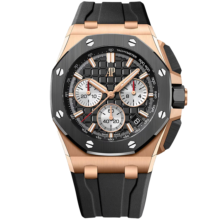 Audemars Piguet Offshore, 26420RO, Black dial, Rose Gold case, Rubber bracelet, 43mm