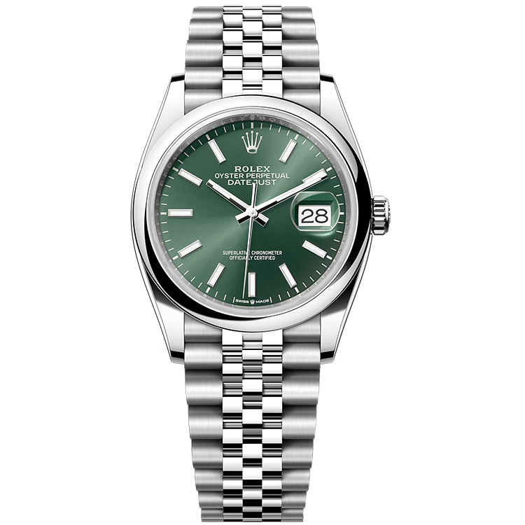 Rolex Datejust ref. 126200 green dial steel case steel bracelet 36mm