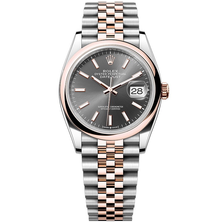 Rolex Datejust ref. 126201 grey dial steel case two-tone bracelet 36mm