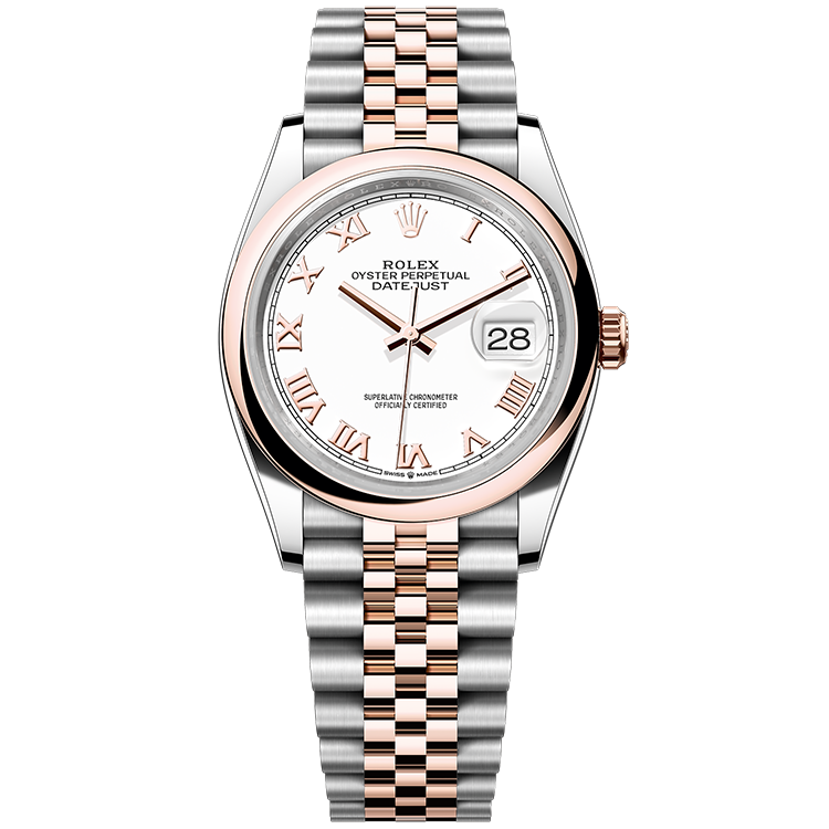 Rolex Datejust ref. 126201 white dial steel case two-tone bracelet 36mm