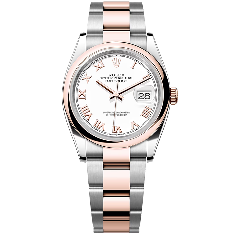 Rolex Datejust ref. 126201 white dial steel case two-tone bracelet 36mm