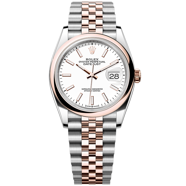 Rolex Datejust ref. 126201 white dial steel case two-tone bracelet 36mm