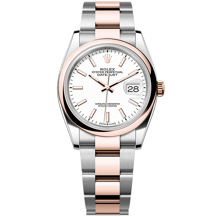 Rolex Datejust ref. 126201 white dial steel case two-tone bracelet 36mm