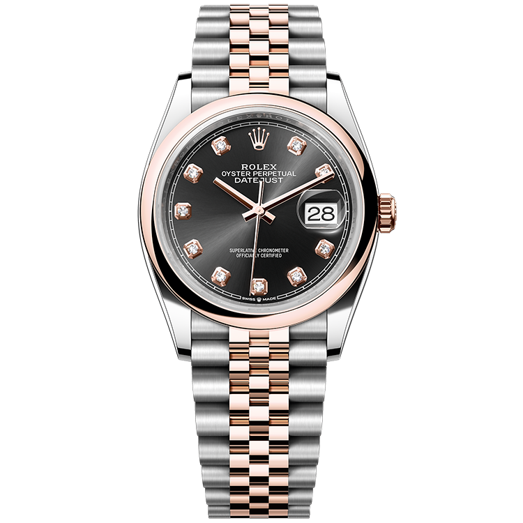 Rolex Datejust ref. 126201 black dial steel case two-tone bracelet 36mm