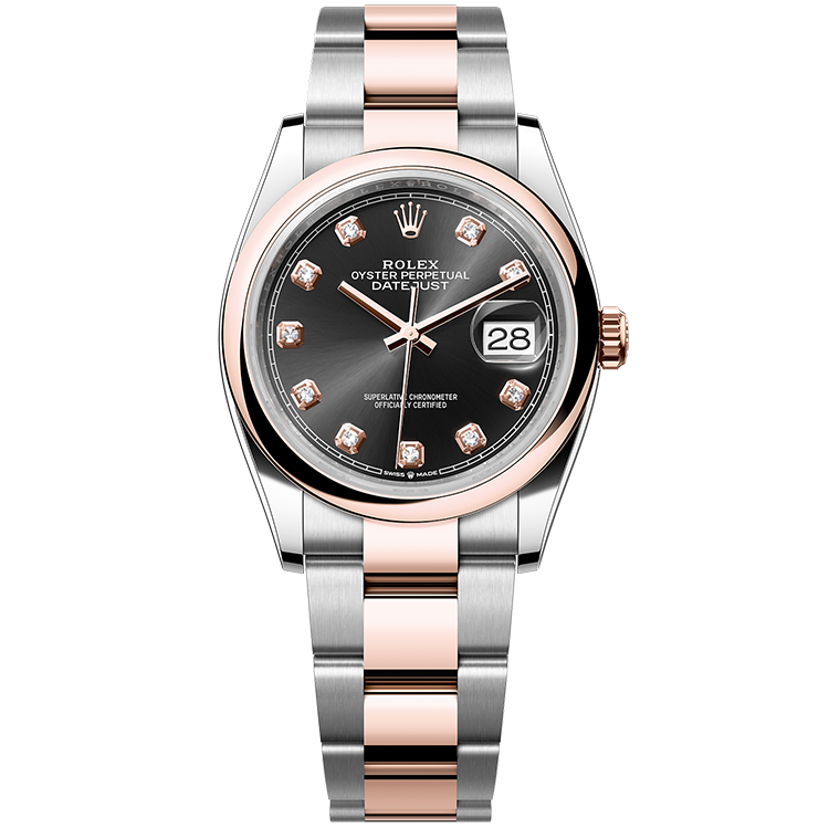 Rolex Datejust ref. 126201 black dial steel case two-tone bracelet 36mm