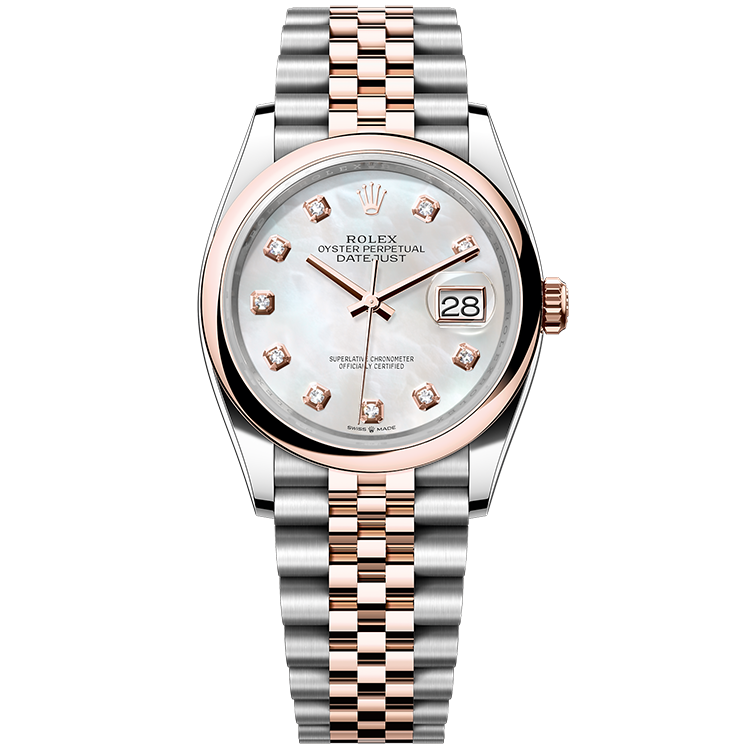 Rolex Datejust ref. 126201 mother of pearl dial steel case two-tone bracelet 36mm