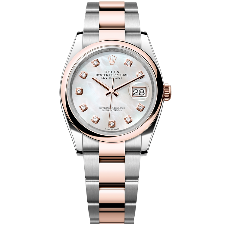 Rolex Datejust ref. 126201 mother of pearl dial steel case two-tone bracelet 36mm