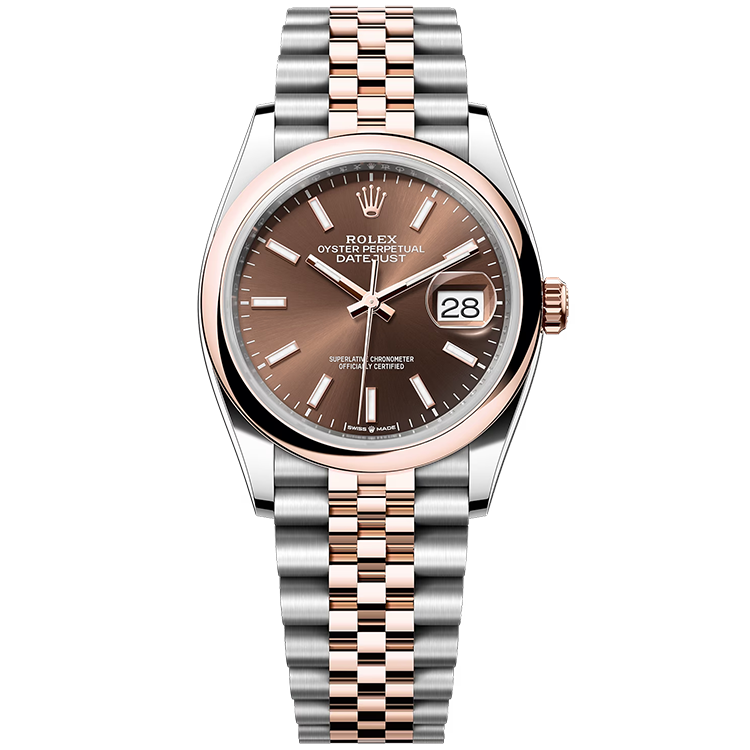 Rolex Datejust ref. 126201 chocolate dial steel case two-tone bracelet 36mm