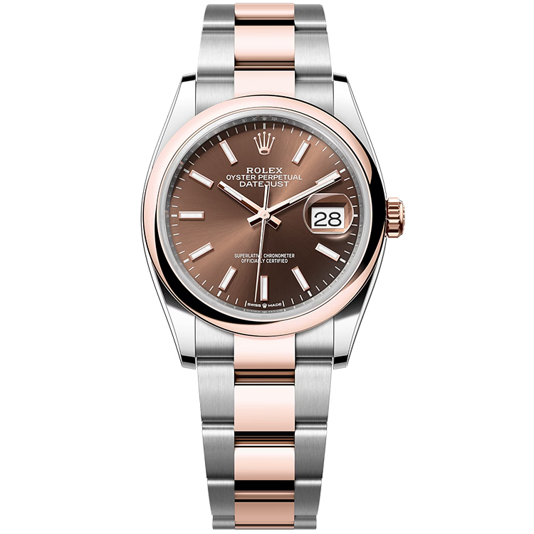 Rolex Datejust ref. 126201 chocolate dial steel case two-tone bracelet 36mm