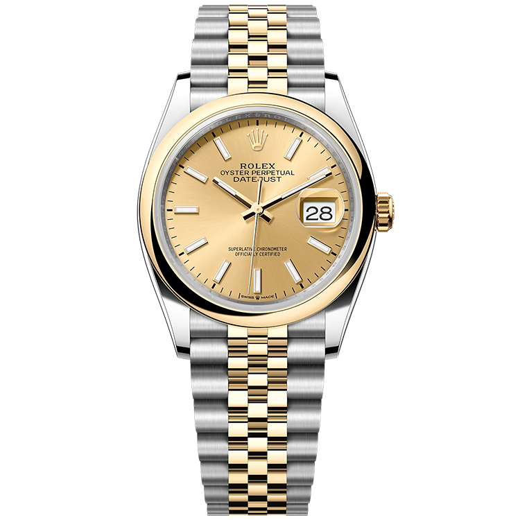 Rolex Datejust ref. 126203 champagne dial steel case two-tone bracelet 36mm