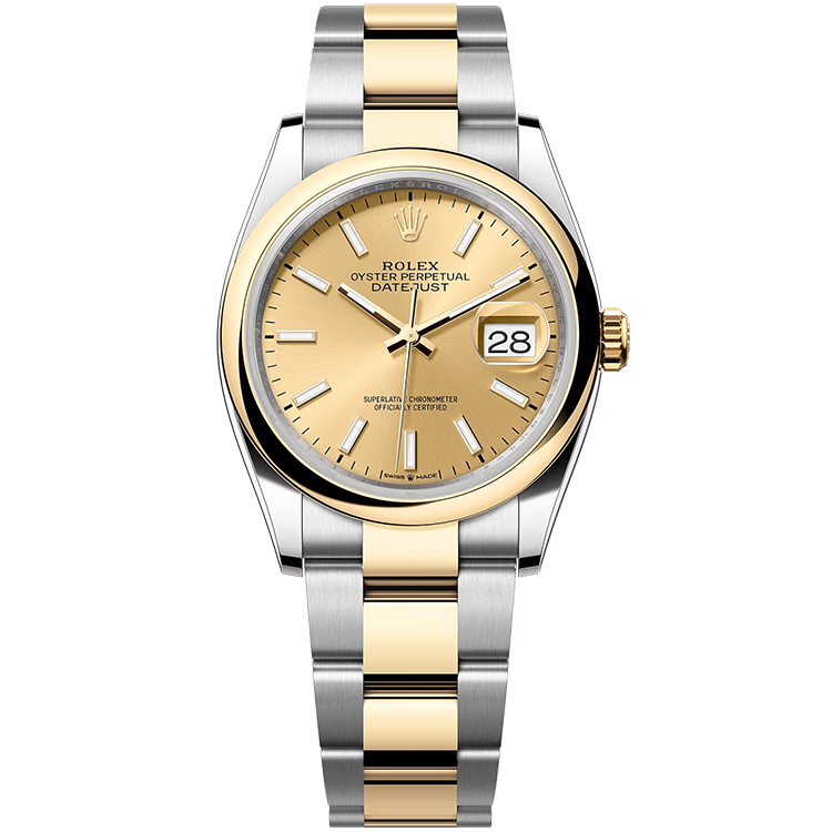 Rolex Datejust ref. 126203 champagne dial steel case two-tone bracelet 36mm