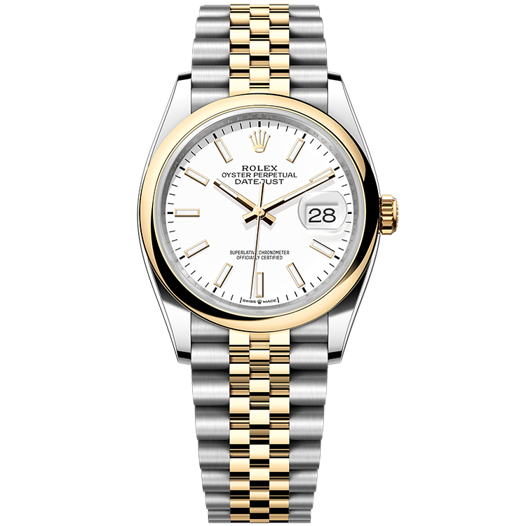 Rolex Datejust ref. 126203 white dial steel case two-tone bracelet 36mm