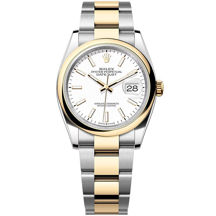 Rolex Datejust ref. 126203 white dial steel case two-tone bracelet 36mm