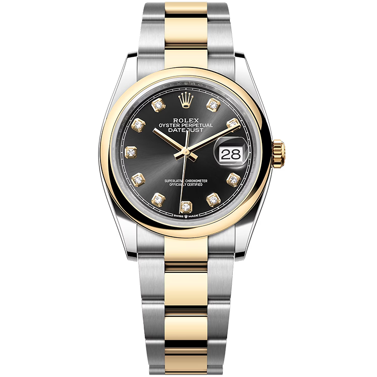 Rolex Datejust ref. 126203 black dial steel case two-tone bracelet 36mm