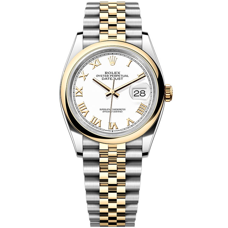 Rolex Datejust ref. 126203 white dial steel case two-tone bracelet 36mm