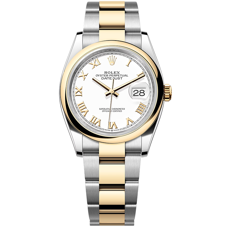 Rolex Datejust ref. 126203 white dial steel case two-tone bracelet 36mm
