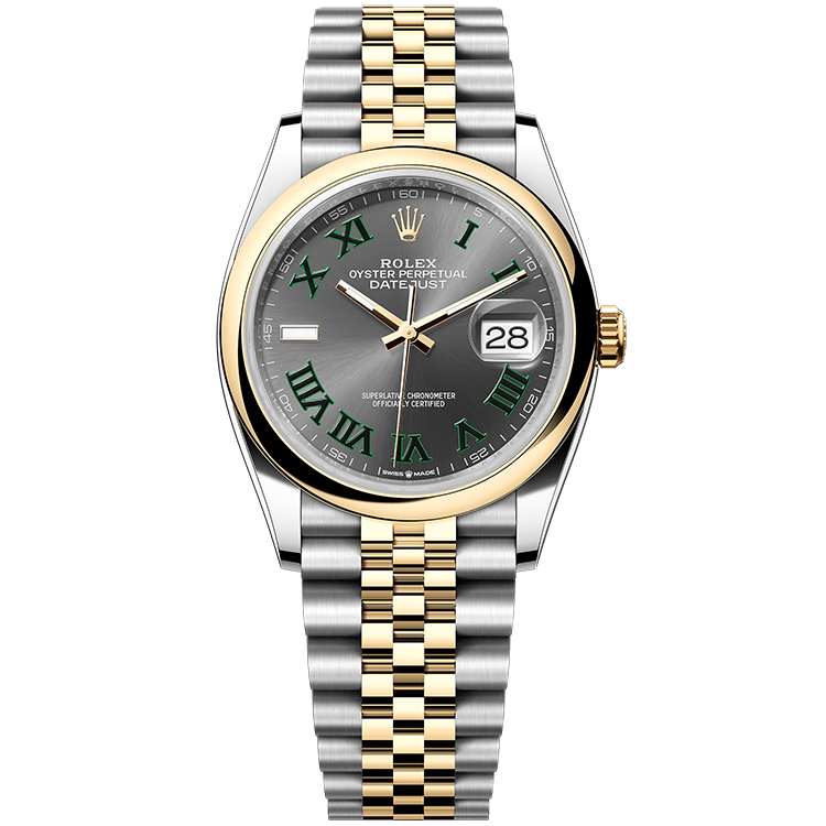 Rolex Datejust ref. 126203 grey dial steel case two-tone bracelet 36mm