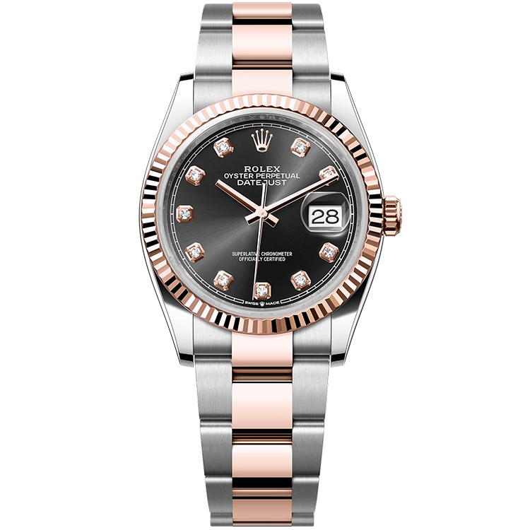 Rolex Datejust ref. 126231 black dial steel case two-tone bracelet 36mm