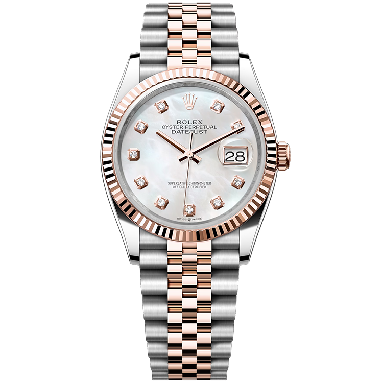 Rolex Datejust ref. 126231 mother of pearl dial steel case two-tone bracelet 36mm