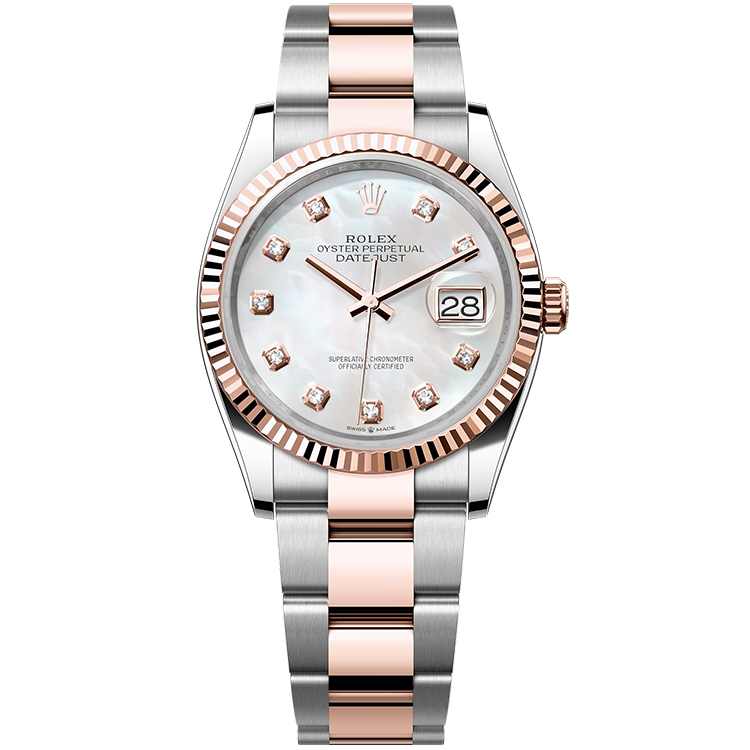 Rolex Datejust ref. 126231 mother of pearl dial steel case two-tone bracelet 36mm
