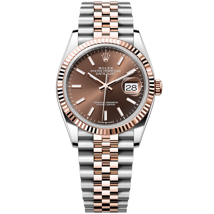 Rolex Datejust ref. 126231 chocolate dial steel case two-tone bracelet 36mm