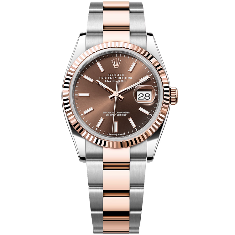 Rolex Datejust ref. 126231 chocolate dial steel case two-tone bracelet 36mm