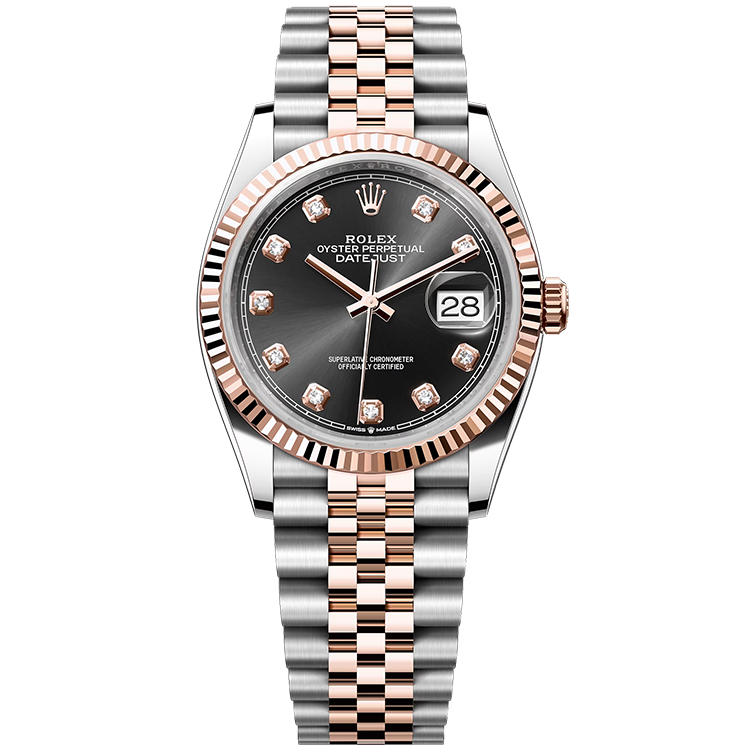 Rolex Datejust ref. 126231 black dial steel case two-tone bracelet 36mm