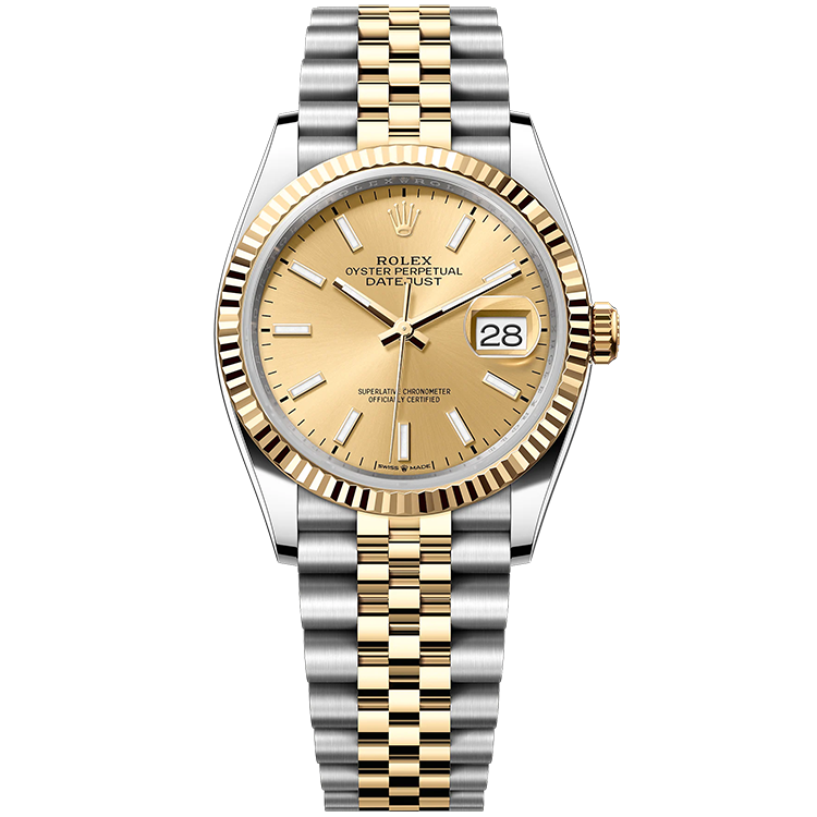 Rolex Datejust ref. 126233 champagne dial steel case two-tone bracelet 36mm