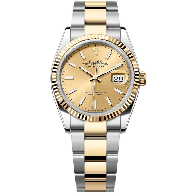 Rolex Datejust ref. 126233 champagne dial steel case two-tone bracelet 36mm