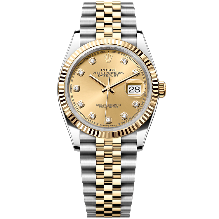 Rolex Datejust ref. 126233 champagne dial steel case two-tone bracelet 36mm
