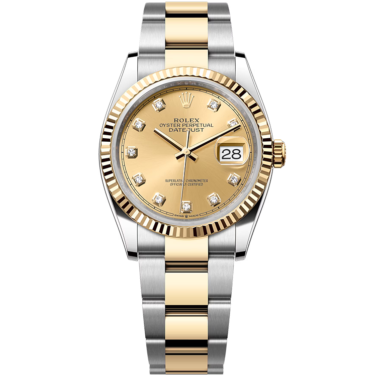 Rolex Datejust ref. 126233 champagne dial steel case two-tone bracelet 36mm