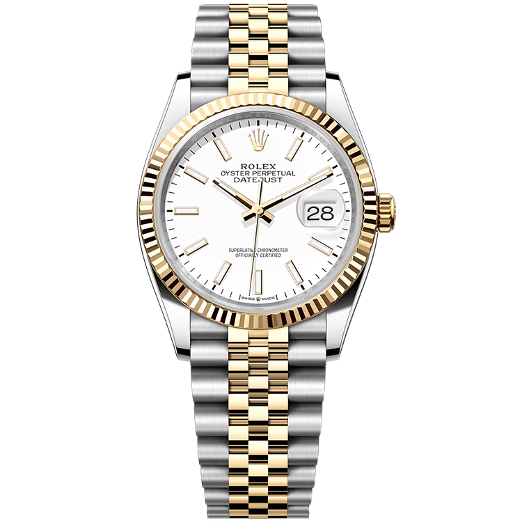 Rolex Datejust ref. 126233 white dial steel case two-tone bracelet 36mm