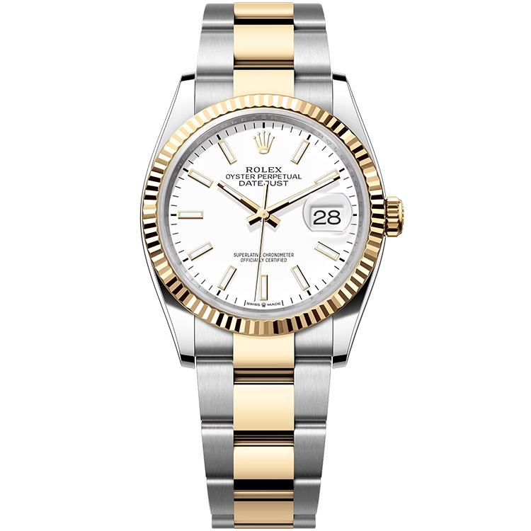 Rolex Datejust ref. 126233 white dial steel case two-tone bracelet 36mm