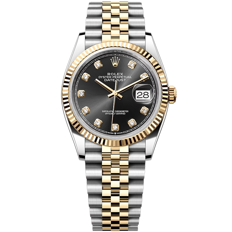 Rolex Datejust ref. 126233 black dial steel case two-tone bracelet 36mm